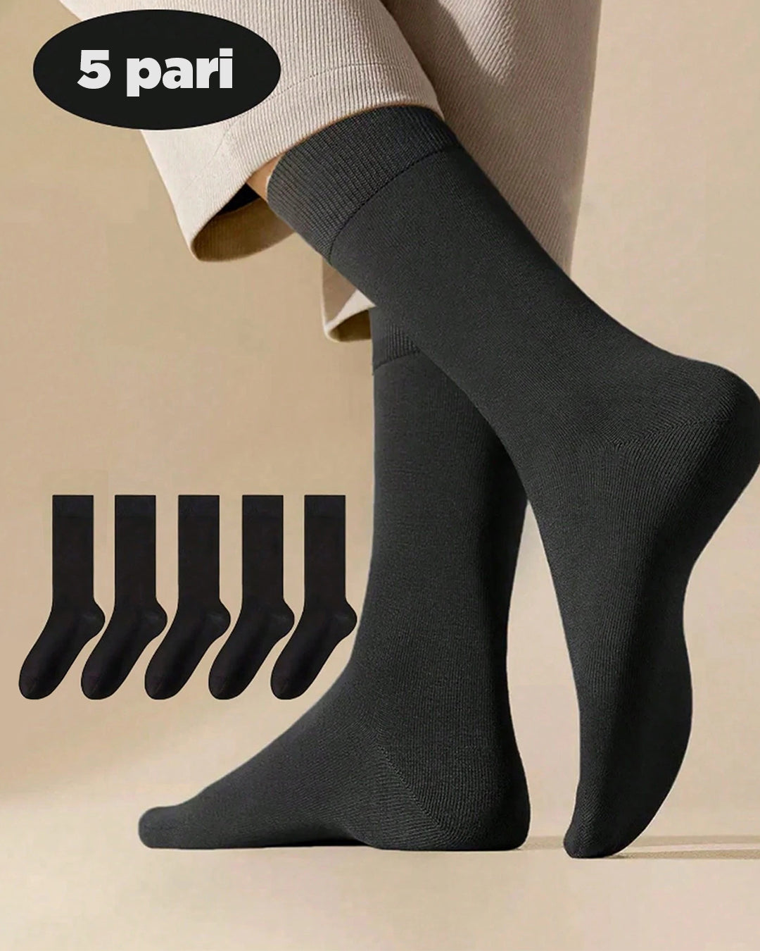 Klasične čarape u crnoj boji CM 504 SET 5 pari