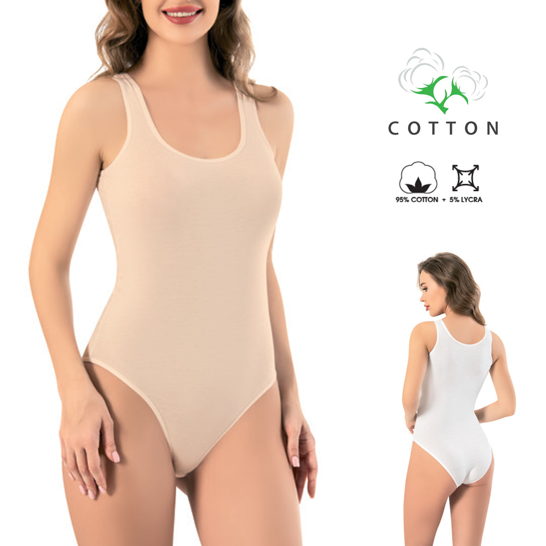 Zenski boja koze pamucni bodi na sire bretele 95 posto pamuk 5 posto lycra model BA216