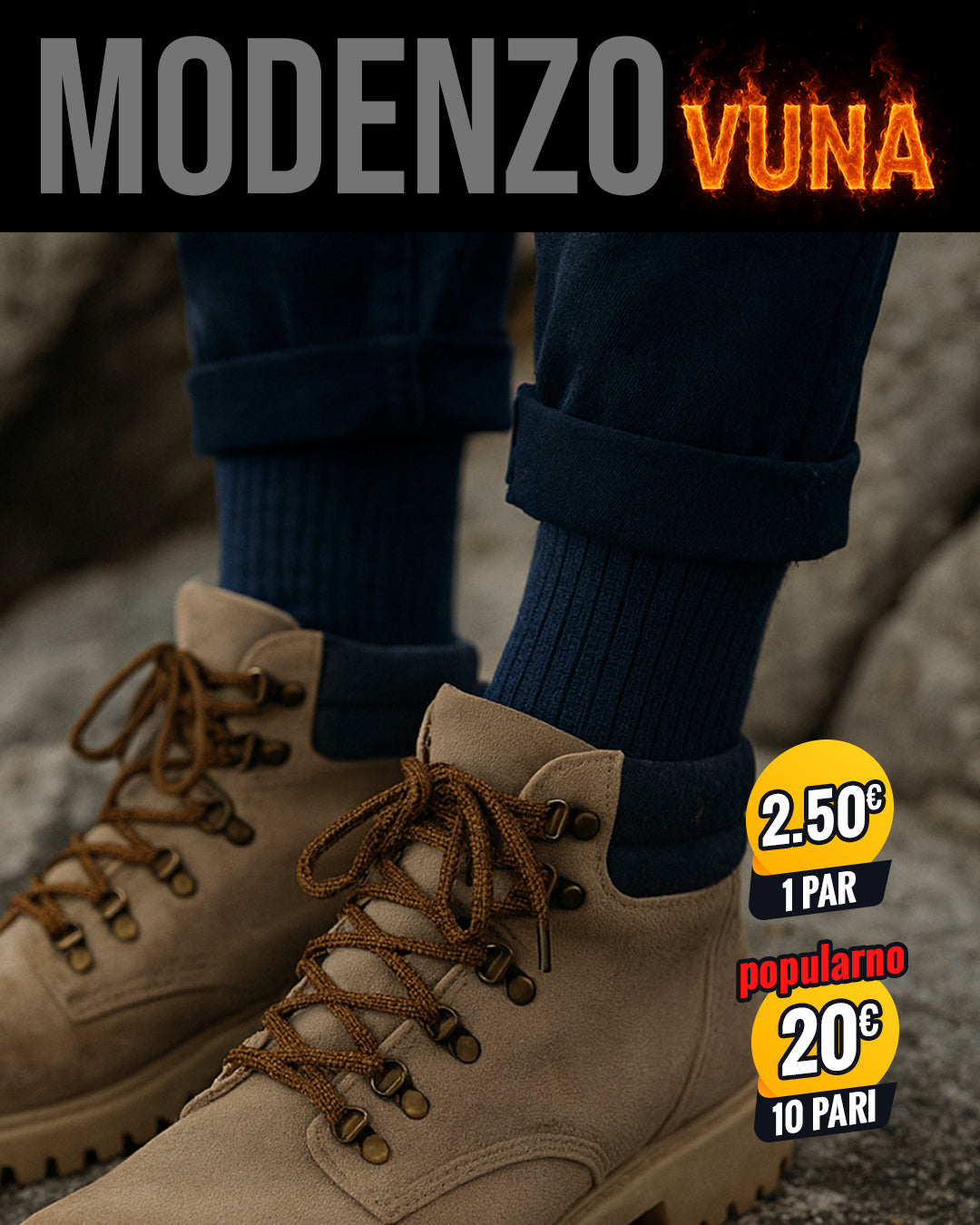 Muške tople vunene čarape standardne debljine