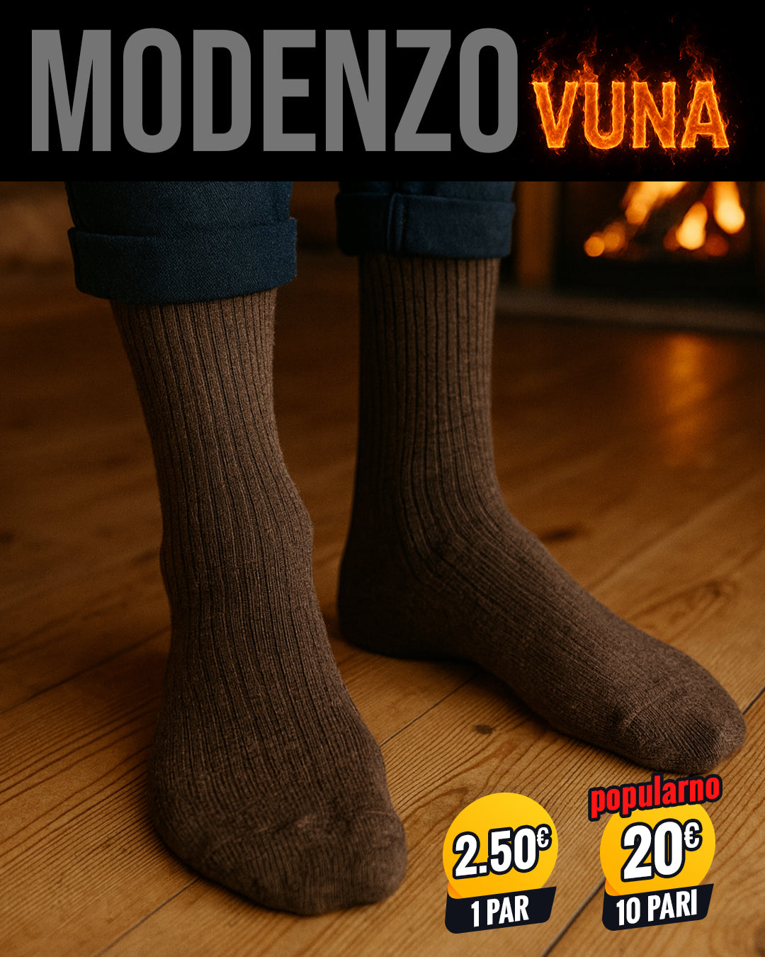 Muške tople vunene čarape standardne debljine