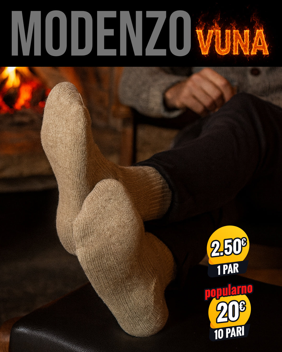 Muške tople vunene čarape standardne debljine