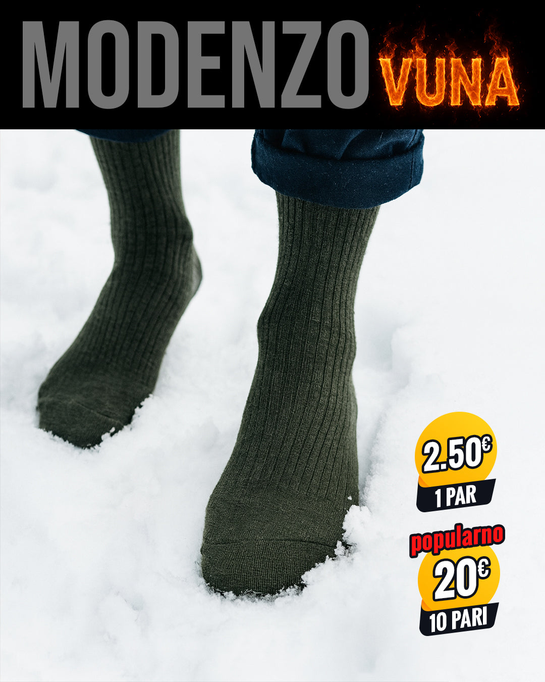 Muške tople vunene čarape standardne debljine