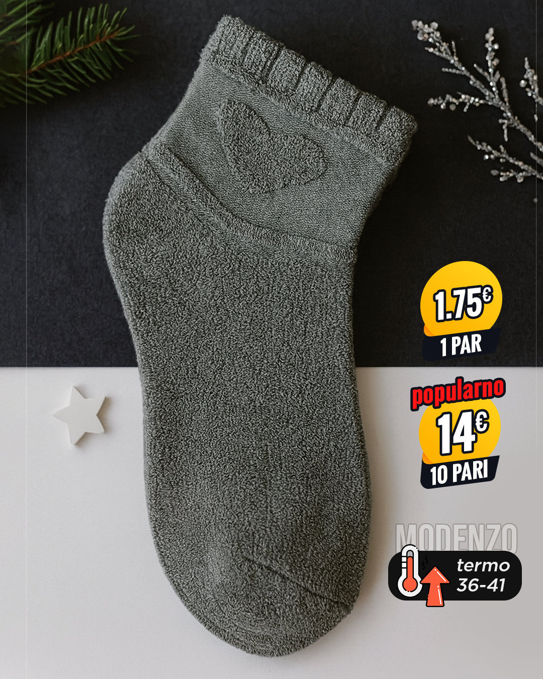 Ženske termo polukratke čarape 36-41
