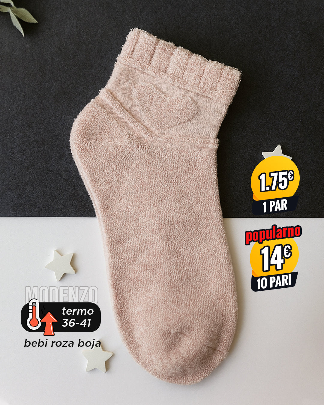 Ženske termo polukratke čarape 36-41