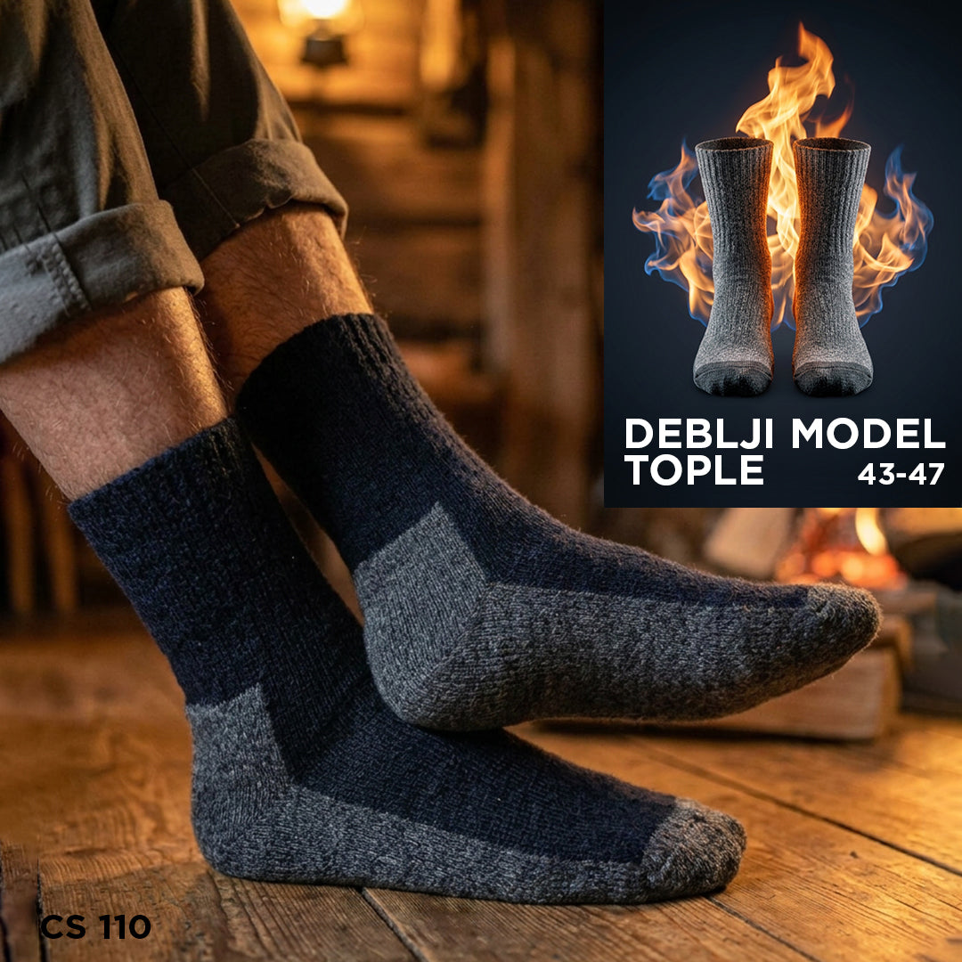 Teget muške vunene čarape CS 110, debeli model, broj 43-47