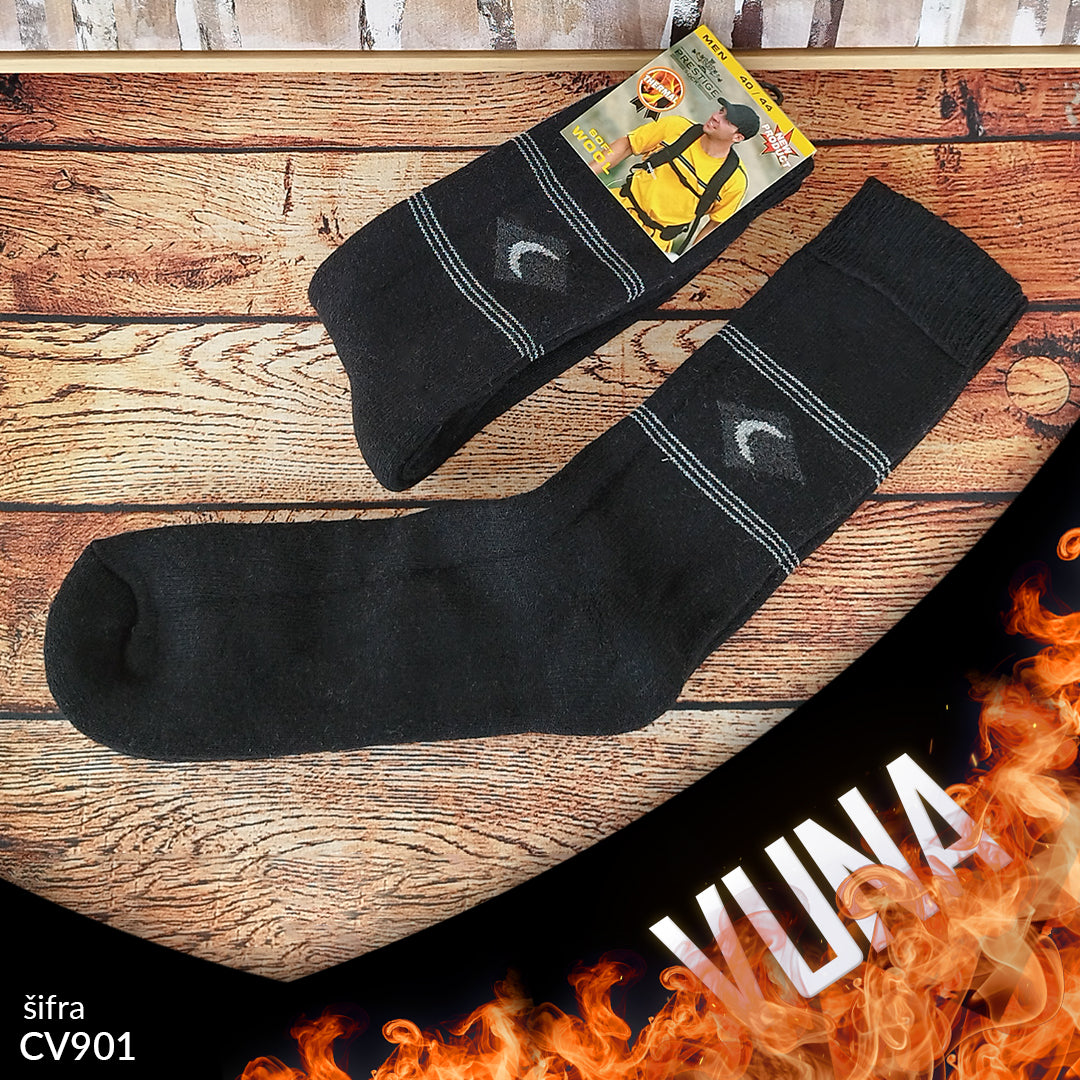 Muške tople vunene čarape 40-44 CV 901 (crna boja)