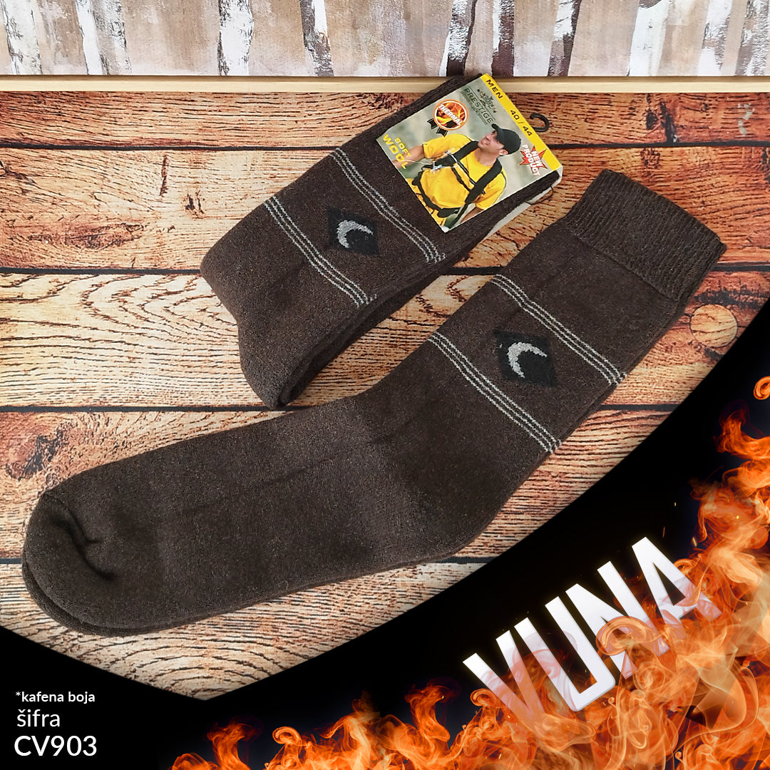 Muške tople vunene čarape 40-44 CV 903 (kafena boja)