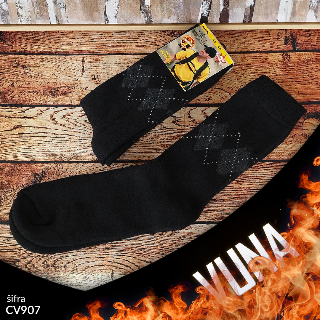 Muške tople vunene čarape 40-44 CV 907 (crna boja)