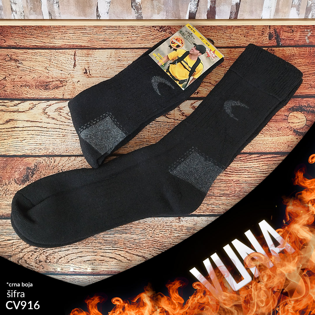 Muške tople vunene čarape 40-44 CV 916 (crna boja)