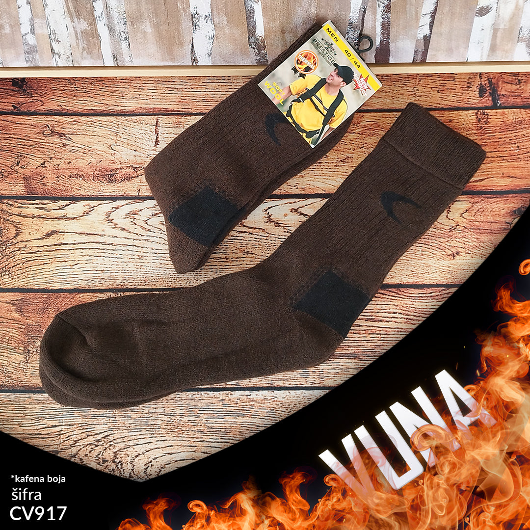 Muške tople vunene čarape 40-44 CV 917 (kafena boja)