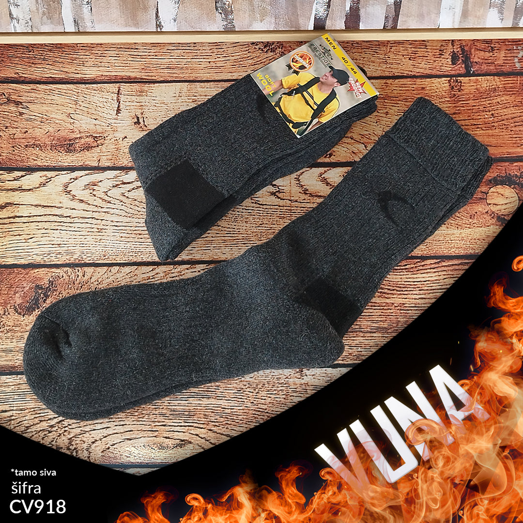 Muške tople vunene čarape 40-44 CV 918 (tamno siva boja)