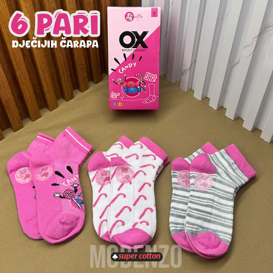 Dječije čarape u kutiji sa mirisom bombona SET 6 pari