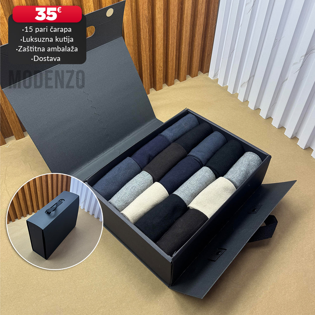 Muške bambus čarape u luksuznoj kutiji (15 pari)