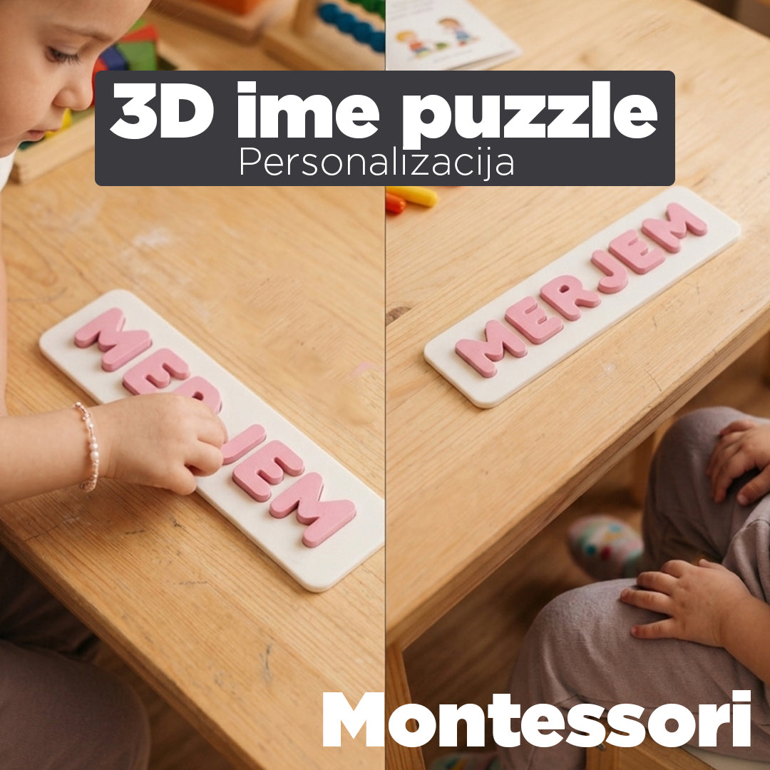 3D personalizovane Montessori puzle sa imenom