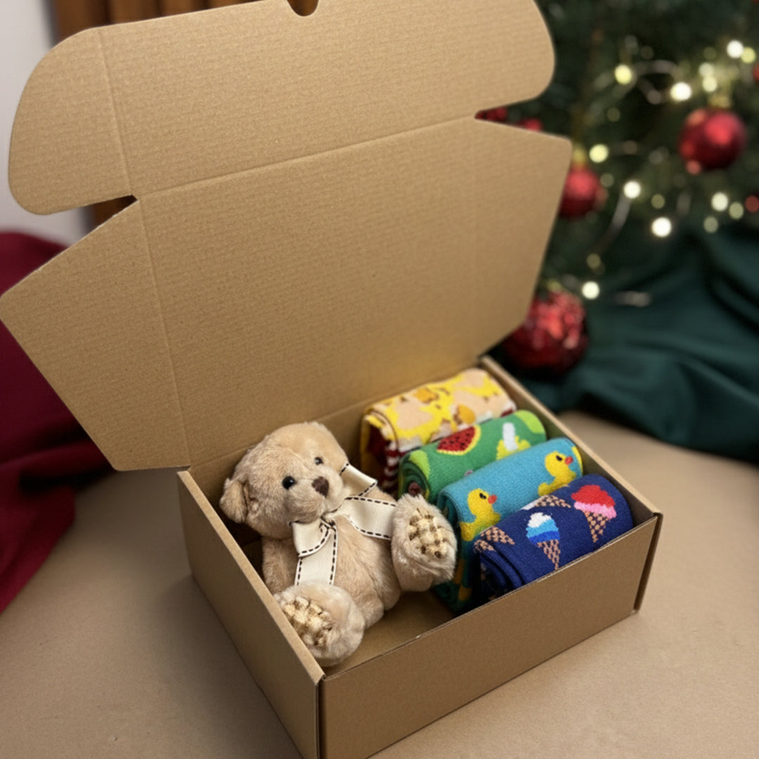 Čarape + medvjedić + kutija SET 224