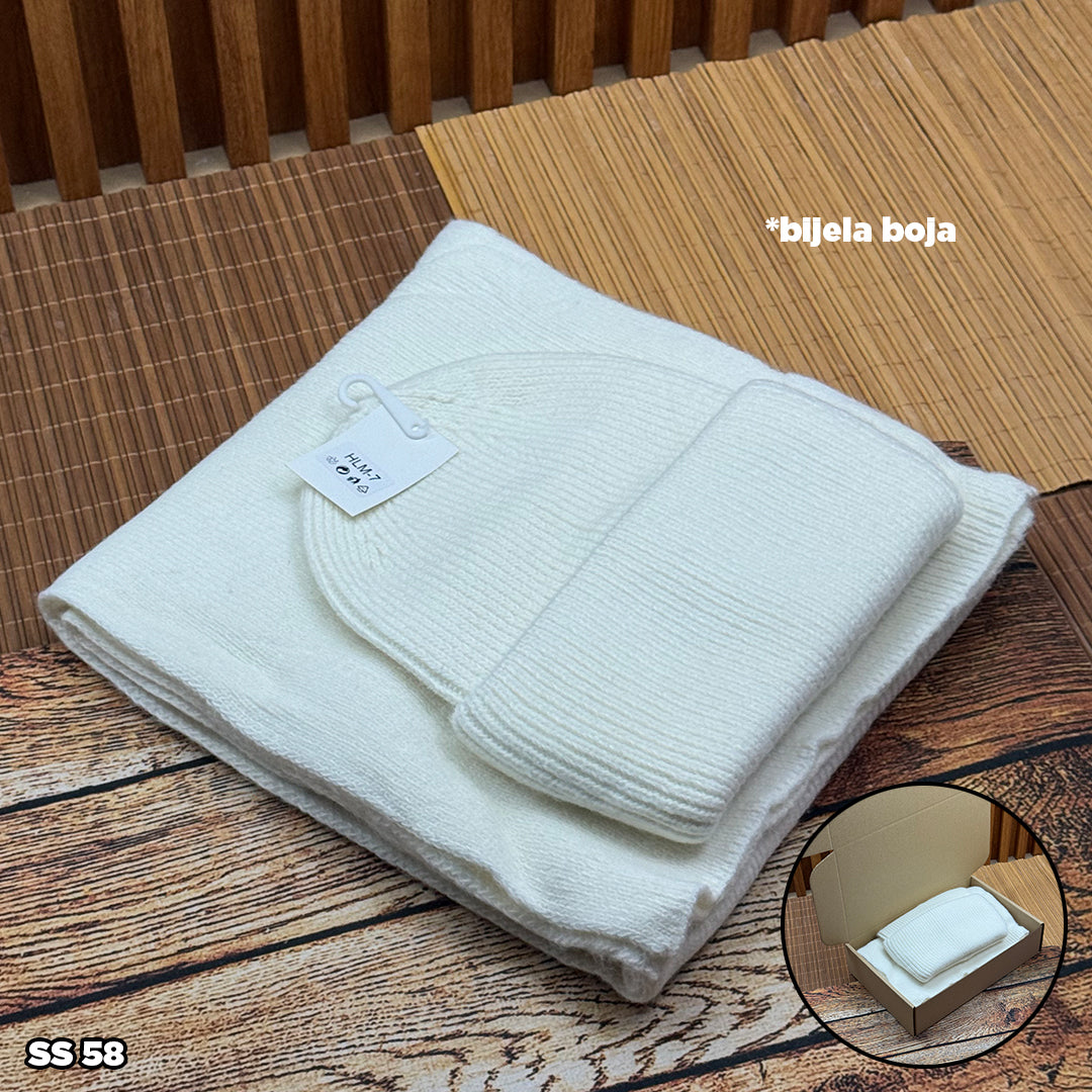 Elegantni ženski set (kapa + šal) SS 58 (bijela boja)