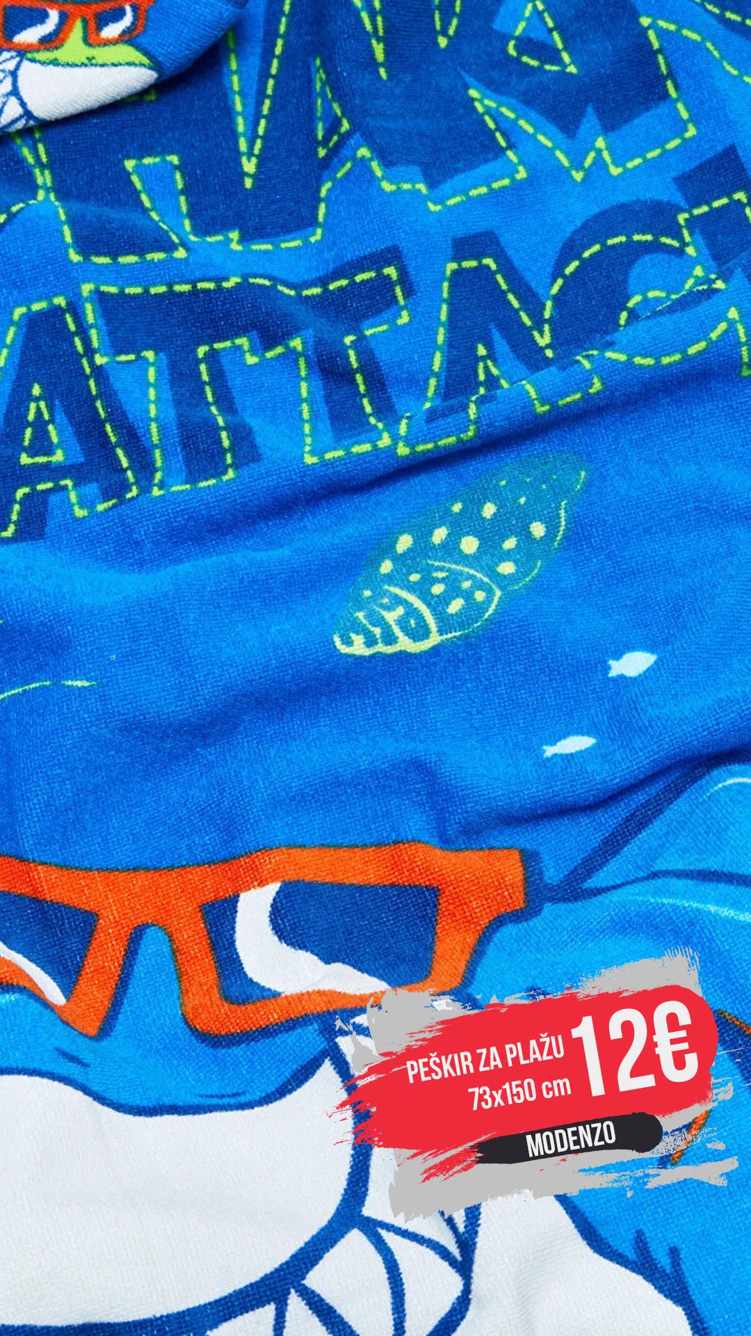 Peškir za plažu Shark attack 73x150cm