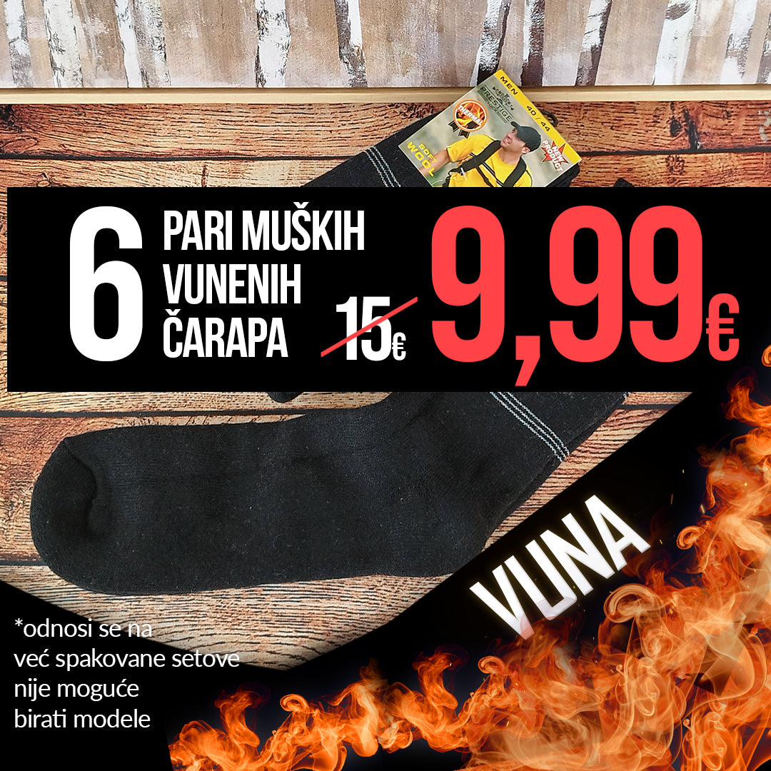 SET 6 pari muških toplih vunenih čarapa 40-44