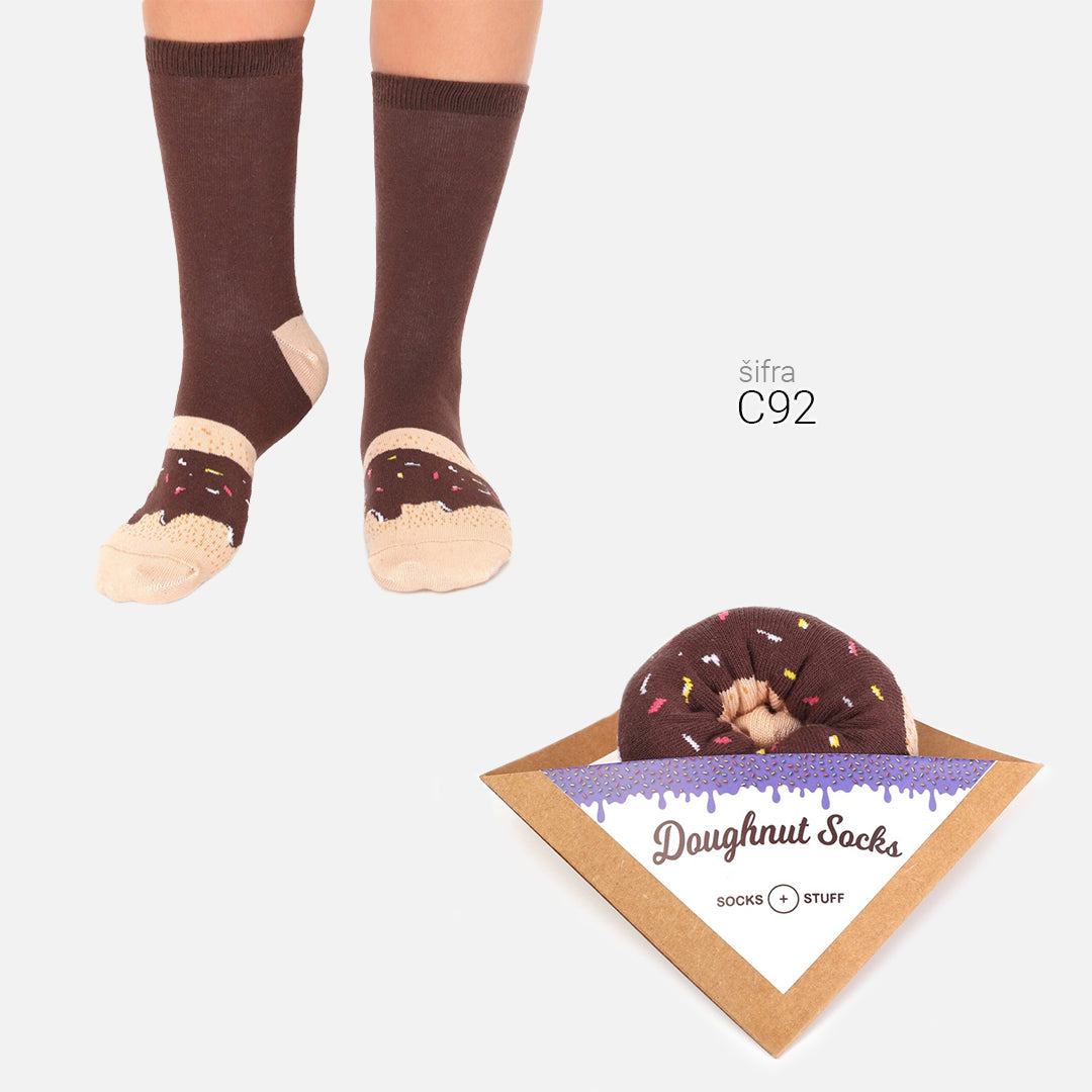 Ženske šarene čarapice spakovane u obliku krofne 36-41 C92