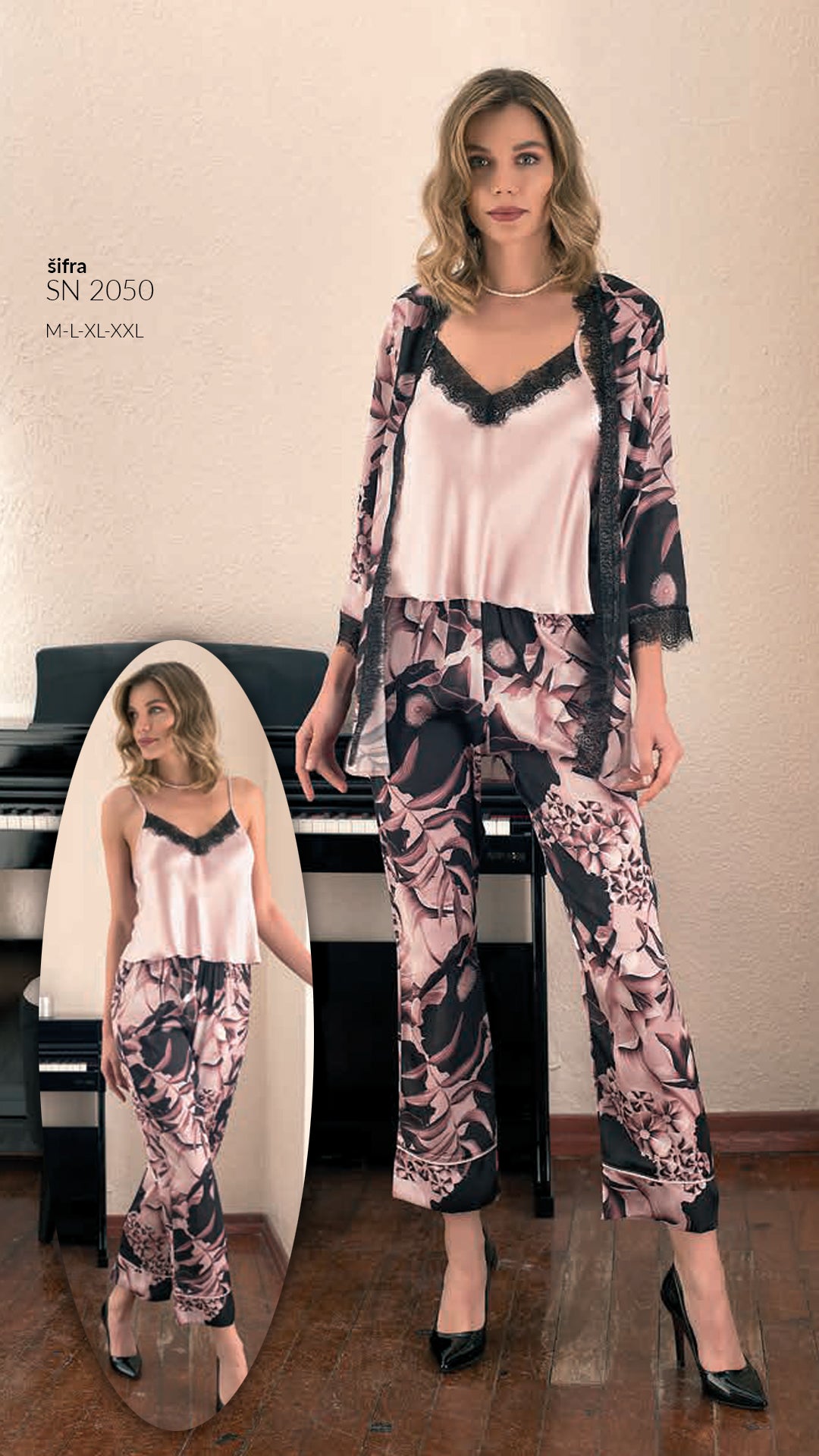 Trodjelni satenski set za spavanje