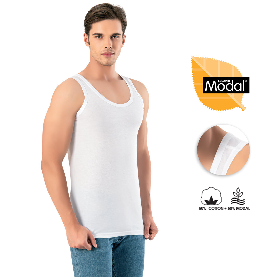 Muska bijela atlet majica 50 posto pamuk 50 posto lenzing modal BA003