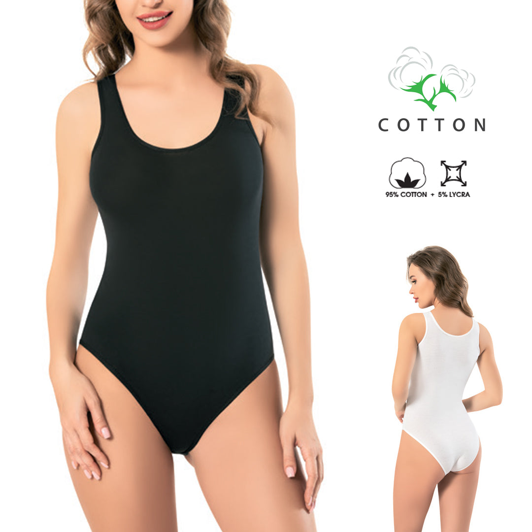Zenski crni pamucni bodi na sire bretele 95 posto pamuk 5 posto lycra model BA216
