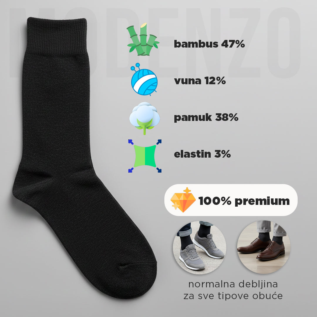 Premium Muške Čarape - Bambus Pamuk Vuna