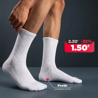 Bijele Sportske Čarape sa Frotirnim Stopalom (postavljene po stopalu)