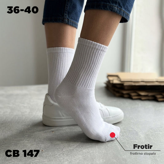 Bijele sportske čarape frotir stopalo 36-40