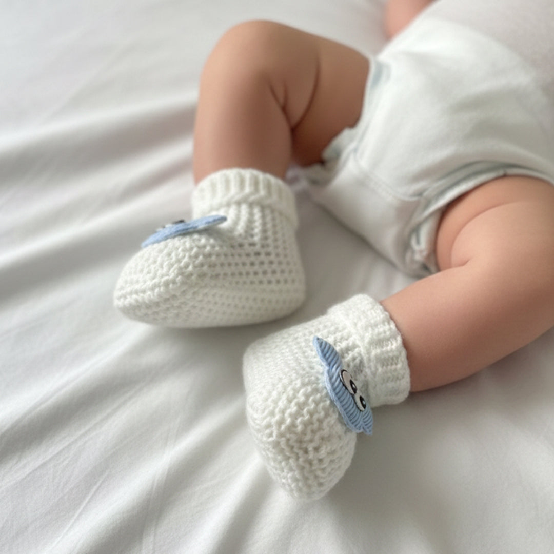 Bijele Pletene Pape za Bebe 🐣