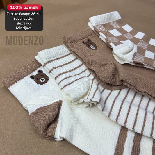 SET 4 para ženske polukratke čarape super cotton 36-41 CD 83