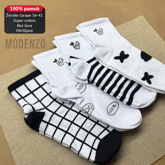 SET 4 para ženske polukratke čarape super cotton 36-41 CD 87 SET