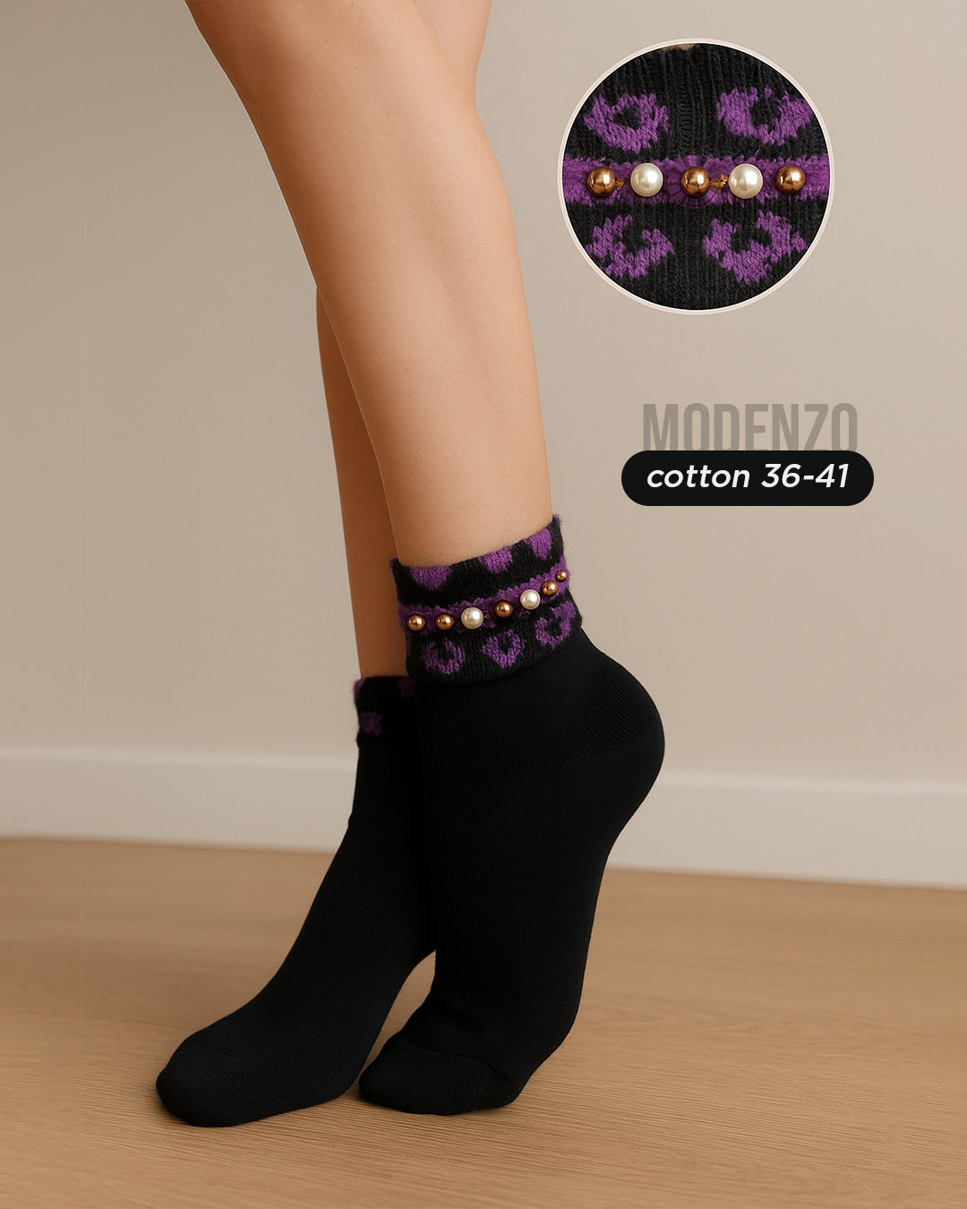 Ženske polukratke čarape sa ukrasima 36-41