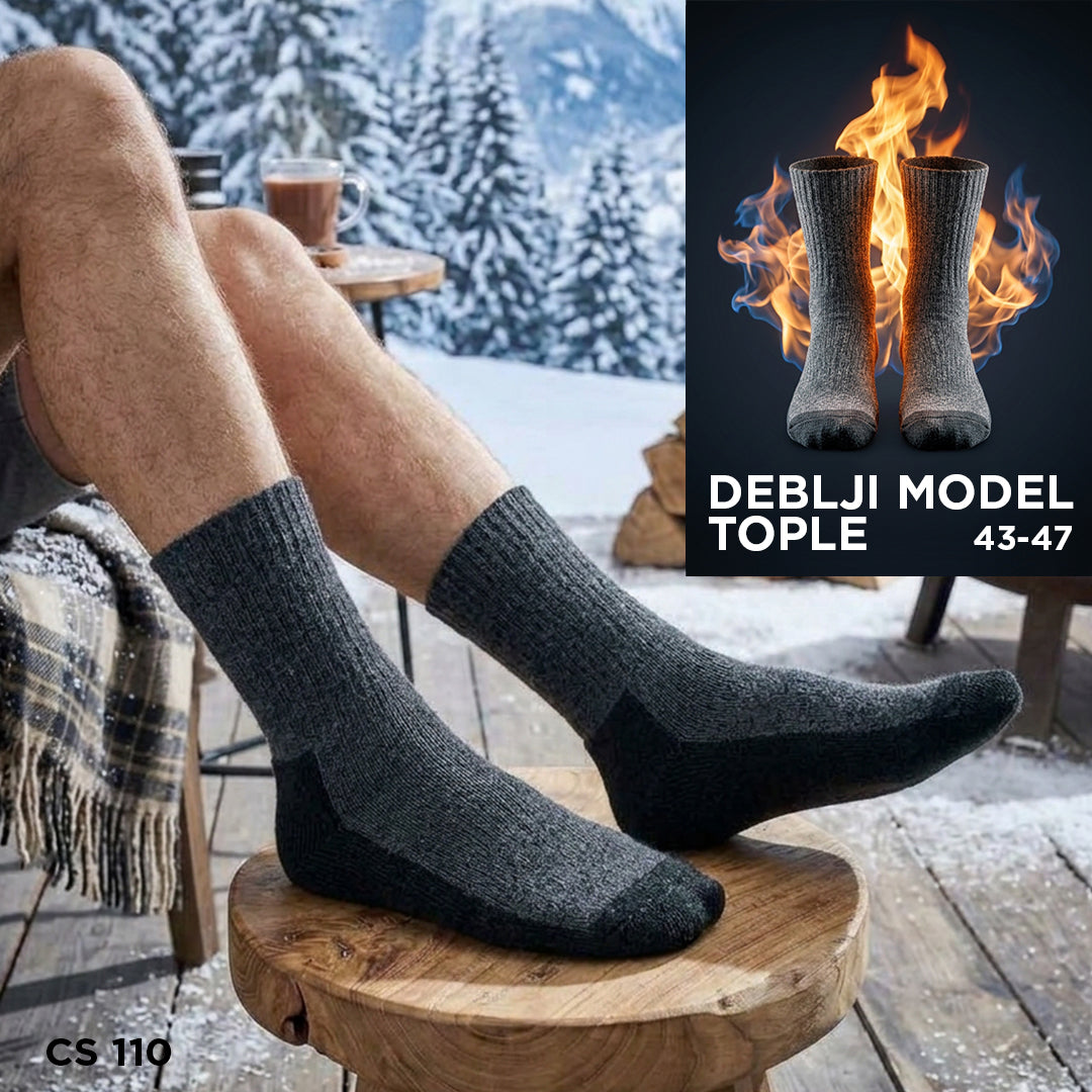 Sive muške vunene čarape CS 110, debeli model, broj 43-47