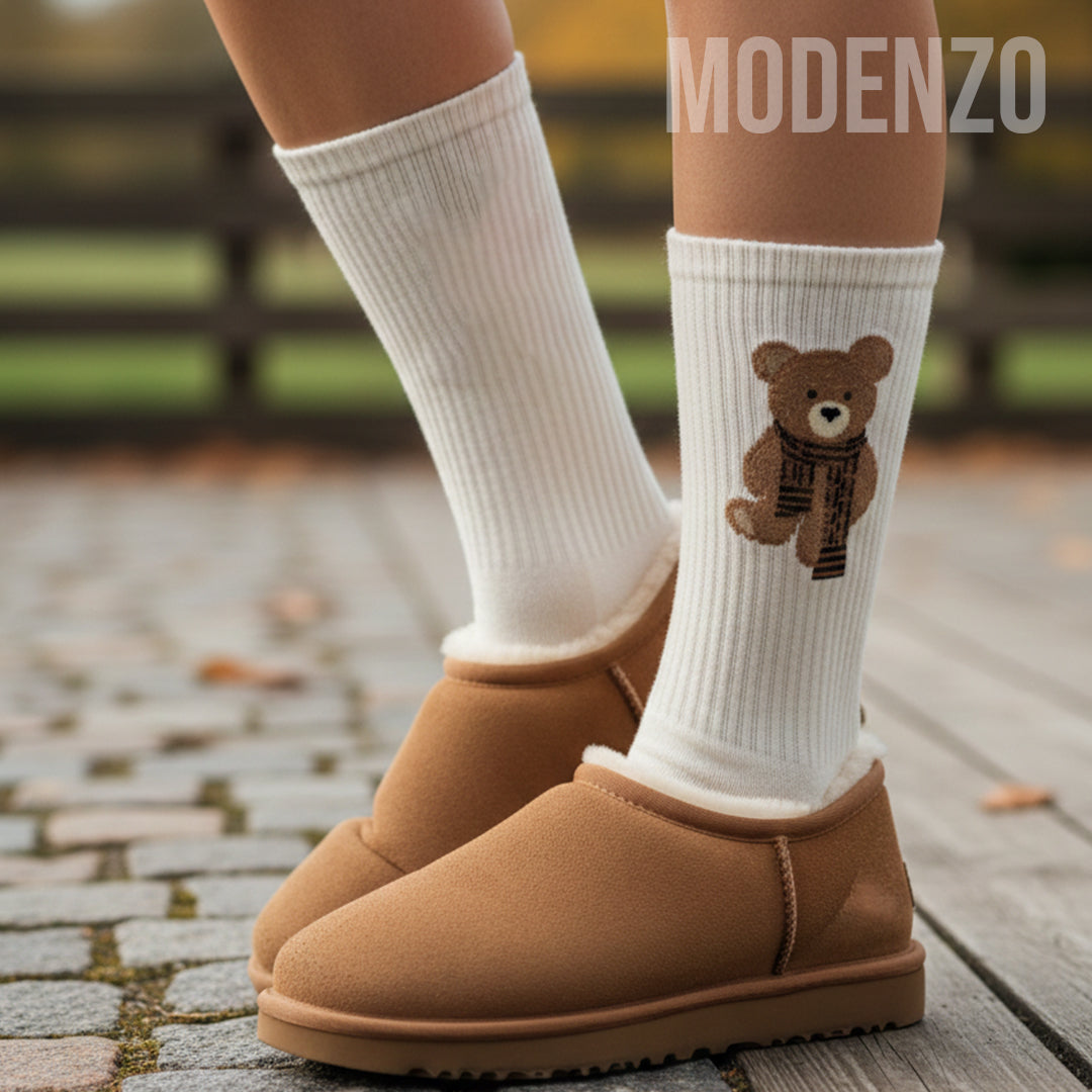 Ženske pamučne čarape sa medvjedićem