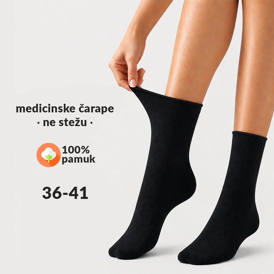 Crne ženske medicinske čarape Sara Socks koje ne stežu, 36-41