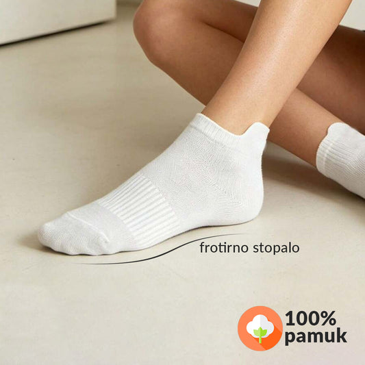 Ženske bijele kratke čarape sa frotir stopalom, veličina 36-40