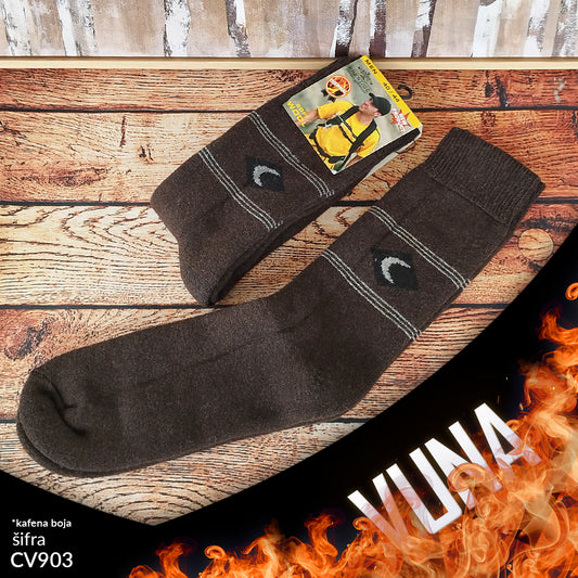 Muške tople vunene čarape 40-44 CV 903 (kafena boja)
