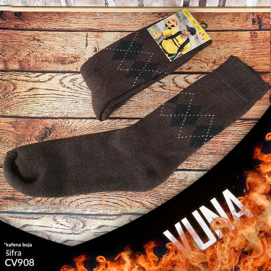 Muške tople vunene čarape 40-44 CV 908 (kafena boja)