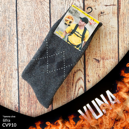 Muške tople vunene čarape 40-44 CV 910 (tamno siva boja)