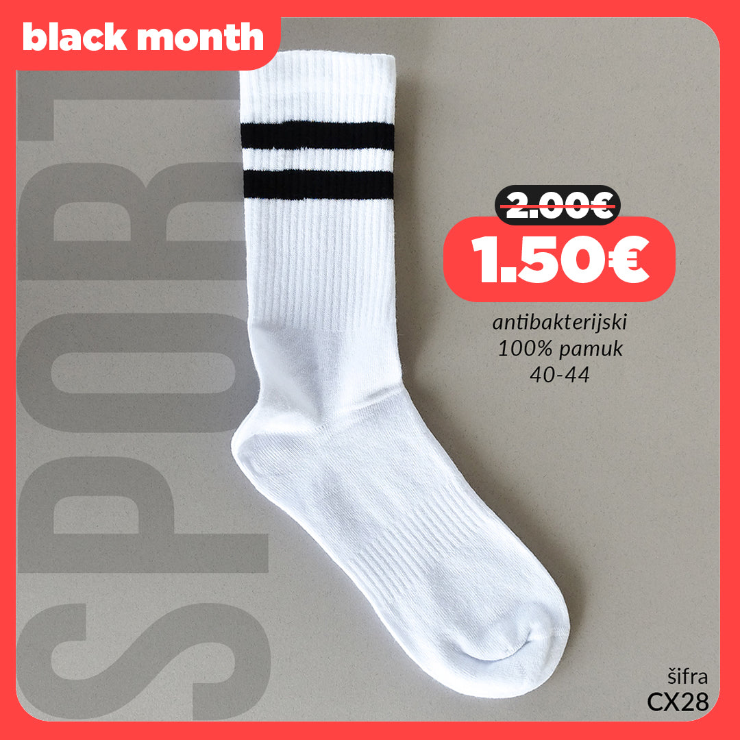 Sportske pamučne čarape standardne debljine 40-44 CX 28