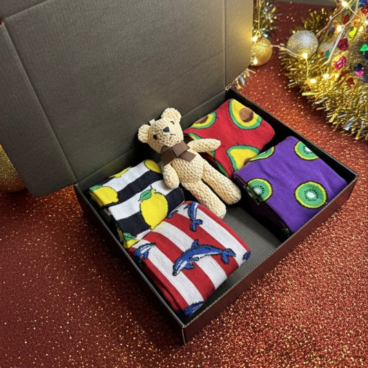 Čarape + medvjedić + kutija SET 227