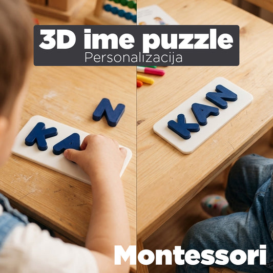 3D personalizovane Montessori puzle sa imenom