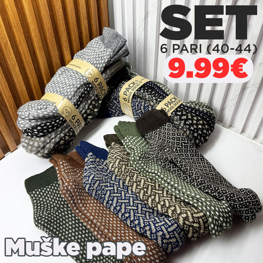 SET 6 pari muških vunenih papa 40-44