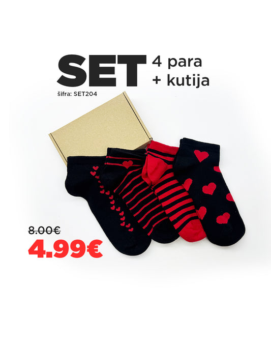 ❤️ SET Čarapica sa Srcima – 4 Para + Poklon Kutija