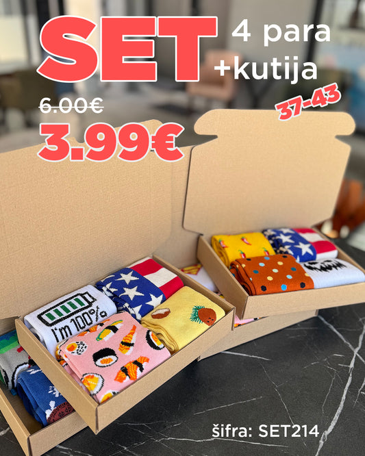 🎁Kutija iznenađenja - mix 4 para broj 37-43