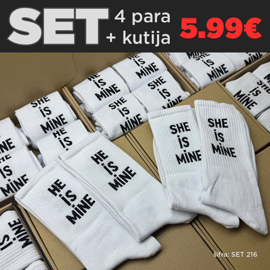 🧦SET 4 para (2x She is Mine + 2x He is Mine)