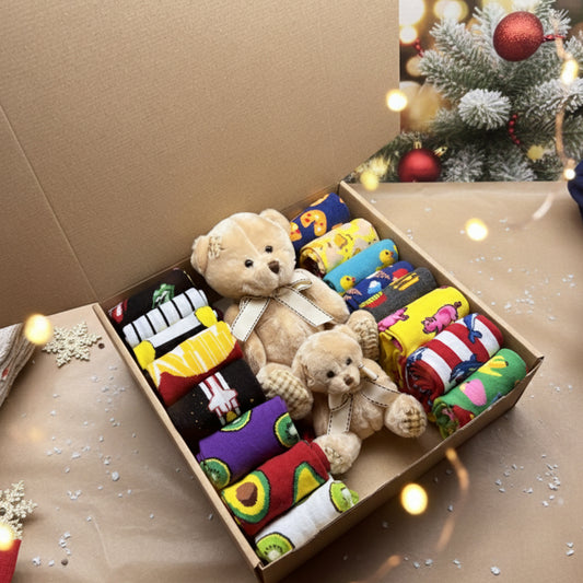 Čarape + 2x medvjedić + kutija SET 226