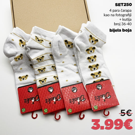 🐻 4 para kratkih čarapa u kutiji - medvjedići 🐻