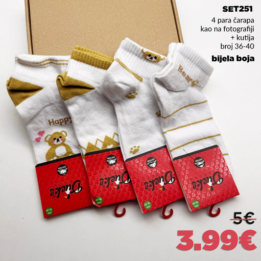 🐻 4 para kratkih čarapa u kutiji - medvjedići 🐻